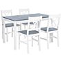 Dining Set White Solid Wood Light Wood Top 4 Seater 120 X 75 Cm