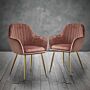 Lara Dining Chair Vintage Pink With Gold Legs (pack Of 2)