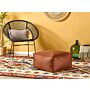 Pouffe Golden Brown Eps Beads Filling Solid Pattern Square Boho Modern Fabric Footstool