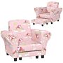 Aiyaplay 2 Piece Kids Sofa Set With Unicorn Design, Wooden Frame, For 1.5-3 Years Old, Pink