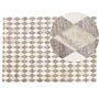 Area Rug Brown And Beige Jacquard Cowhide Leather Geometric Diamond Pattern Retro 140 X 200 Cm