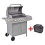 Vidaxl Gas Barbecue Grill 6+1 Cooking Zone Silver