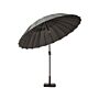 Grey 2.7m Crank And Tilt Shanghai Parasol 38mm Aluminium Pole, 24 Fibreglass Ribs