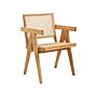 Accent Chair Light Wood Mahogany Rattan Light Wood Natural Wicker Back Minimalist Living Dining Room