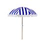 Garden Parasol Blue And White Fabric Beech Wood Pole ⌀ 150 Cm Round Retro Garden Outdoor Umbrella Tilting Uv Resistant