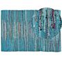 Area Rag Rug Blue Turquoise Stripes Cotton 160 X 230 Cm Rectangular Hand Woven