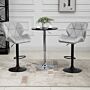 Homcom Bar Stool Set Of 2 Fabric Adjustable Height Armless Upholstered Counter Chairs With Swivel Seat, Light Grey