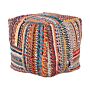 Pouffe Multicolour Cotton Eps Beads Filling 40 X 40 X 40 Cm Handmade Recycled Material Square Ottoman Boho Style Living Room