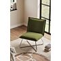 Modern Linen Accent Chair With Metal Base