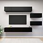 Vidaxl 6 Piece Tv Cabinet Set Black Engineered Wood