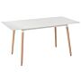 Dining Table White With Light Wood Mdf Beechwood Legs 120-150 Cm Extendable Living Room 4 People Beliani