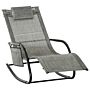 Outsunny Breathable Mesh Rocking Chair Patio Rocker Lounge For Indoor & Outdoor Recliner Seat W/ Removable Headrest For Garden And Patio Dark Grey