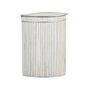 Corner Basket With Zippered Lid Grey Bamboo Wood Laundry Hamper 2-compartments With Rope Handles