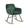 Rocking Chair Green Velvet Metal Legs Wooden Skates