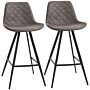 Homcom Set Of 2 Bar Stools Vintage Microfiber Cloth Tub Seats Padded Comfortable Steel Frame Footrest Quilted Home Kitchen Chair Stylish Dark Grey