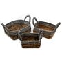 Banana Leaf & Abu-abu Raffia Square Basket- Set Of 3