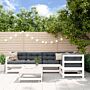 Vidaxl 6 Piece Garden Lounge Set White Solid Wood Pine