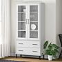 Vidaxl Bookcase With Metal Legs White 85x35x172.5 Cm Solid Wood Oslo