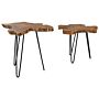 Nest Of 2 Tables Dark Wood Java With Black Legs