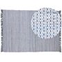 Rag Rug Grey Cotton 160 X 230 Cm With Fringe Rectangular Handmade