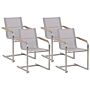 Set Of 4 Garden Chairs Beige Synthetic Seat Stainless Steel Frame Cantilever Style