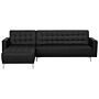 Corner Sofa Bed Black Faux Leather Tufted Modern L-shaped Modular 4 Seater Right Hand Chaise Longue