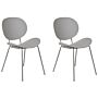 Set Of 2 Dining Chairs Light Grey Synthetic Seat Metal Legs Minimalist Design Backrest