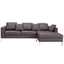 Corner Sofa Brown Leather Upholstered L-shaped Left Hand Orientation