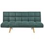 Sofa Bed Green Fabric Upholstered 3 Seater Reclining Backrest Square Quilted