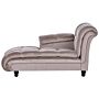 Right Hand Chaise Lounge Taupe Polyester Upholstery Biscuit Padding Black Legs