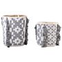 Set Of 2 Storage Boxes Off-white And Grey Cotton 40/45 Cm Height Laundry Baskets Bin