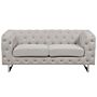 2 Seater Chesterfield Sofa Beige Ivory Button Tufted