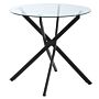 Homcom Side Table With Clear Tempered Glass Top, Round Table With Metal Legs, Modern Dining Table Furniture, Black