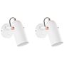 Set Of 2 Wall Lamps White Metal 17 Cm Spotlight Shade Adjustable