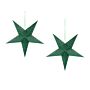 Set Of 2 Star Lanterns Green Paper 45 Cm Glitter Hanging Christmas Home Decororation Seasonal Festive