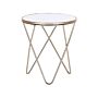 Side Table White Tempered Glass Top Gold Metal Hairpin Legs Round Shape