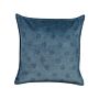 Decorative Cushion Dark Blue Velvet And Cotton 45 X 45 Cm Geometric Pattern Block Printed