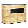 4 Door Sideboard Light Wood Black Mdf Drawer With Shelves Rustic Style Hallway Storage