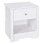 Homcom Bedside Table Unit Drawer Shelf Cabinet Nightstand Chest Solid Wood Bedroom Furniture White