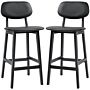 Homcom Bar Stools Set Of 2, Modern Breakfast Bar Chairs, Faux Leather Upholstered Kitchen Stools With Backs And Wood Legs, Black