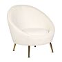 Tub Chair White Velvet 76l X 80w X 81h Cm Accent Gold Legs