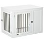 Pawhut Furniture Style Dog Crate, End Table Pet Cage Kennel, Indoor Decorative Puppy House, With Double Doors, Locks, For Medium Dogs, White