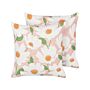 Set Of 2 Scatter Cushions Pink Cotton 45 X 45 Cm Floral Pattern Handmade Removable Cover With Filling