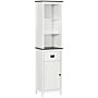 Kleankin Tall Bathroom Cabinet, Freestanding Slim Storage Cupboard With Adjustable Shelves And Drawer, Slim Organiser Unit, White