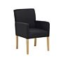 Dining Chair Black Fabric Upholstery Wooden Legs Elegant Seat With Arms