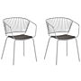 Set Of 2 Dining Chairs Silver Metal Wire Design Faux Leather Black Seat Pad Accent