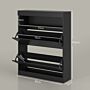 Homcom 16 Shoe Pair Shoe Storage Cabinet, With Flip Doors - Black