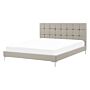 Bed Frame Grey Pu Upholstery Eu Double Size 4ft6 With Sprung Slatted Base And Button-tufted Headboard