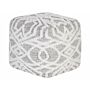 Pouffe Grey White Cotton Polyester 40 X 40 Cm Geometric Knitted Pattern Decorative Seat