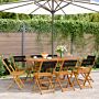 Vidaxl Folding Garden Chairs 8 Pcs Black Solid Wood Acacia